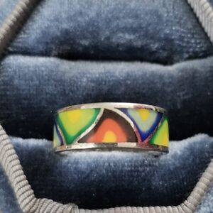 925 Silver Inlaid Band Ring (Vintage)